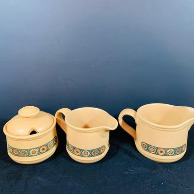 LOT 1754: Assortment of Kiln Craft Bacchus Ceramic Serving Pieces Including Soup Crocks , Serving /Bowls with Lids, Creamers and Sugar...