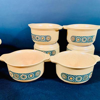 LOT 1754: Assortment of Kiln Craft Bacchus Ceramic Serving Pieces Including Soup Crocks , Serving /Bowls with Lids, Creamers and Sugar...