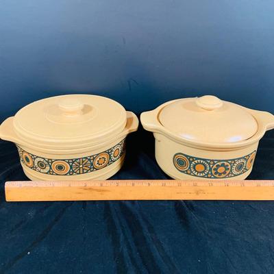 LOT 1754: Assortment of Kiln Craft Bacchus Ceramic Serving Pieces Including Soup Crocks , Serving /Bowls with Lids, Creamers and Sugar...