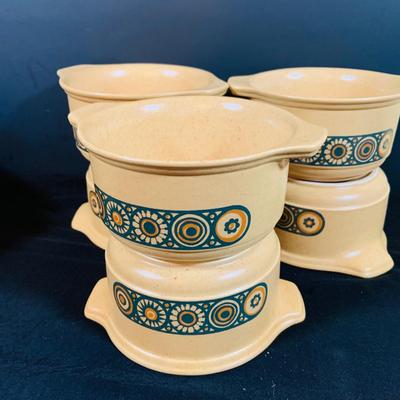 LOT 1754: Assortment of Kiln Craft Bacchus Ceramic Serving Pieces Including Soup Crocks , Serving /Bowls with Lids, Creamers and Sugar...