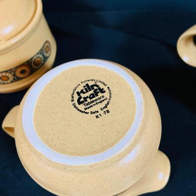 LOT 1754: Assortment of Kiln Craft Bacchus Ceramic Serving Pieces Including Soup Crocks , Serving /Bowls with Lids, Creamers and Sugar...