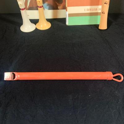 LOT 176: Vintage Wind Instruments Including Two (2) Flutophones, an Aulos Soprano Recorder, Sheffield Recorder, Slide Whistle and Books