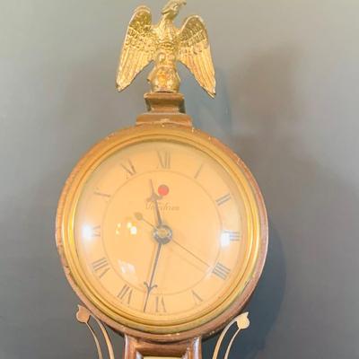 LOT 177: Vintage Banjo Style Techron Nautical Themed Electric Wall Clock Ship’s Wheel Barometer and Vintage Selsi Forecaster Barometer