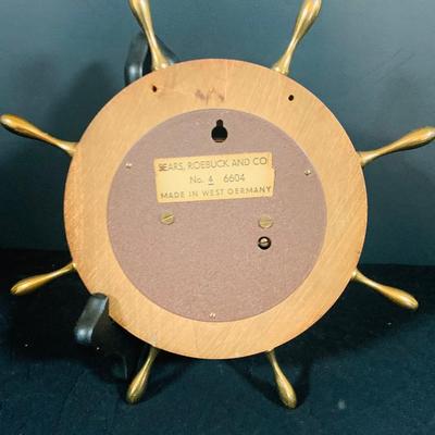 LOT 177: Vintage Banjo Style Techron Nautical Themed Electric Wall Clock Ship’s Wheel Barometer and Vintage Selsi Forecaster Barometer