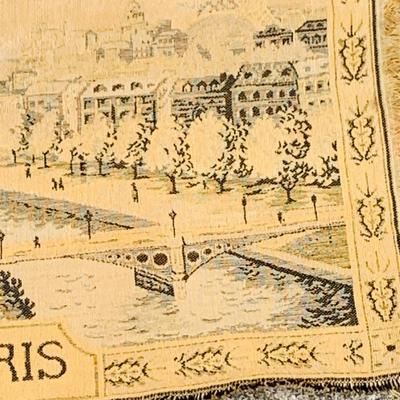 LOT 180: Vintage Charles Lindbergh Tapestry Commemorating the First Trans-Atlantic Flight