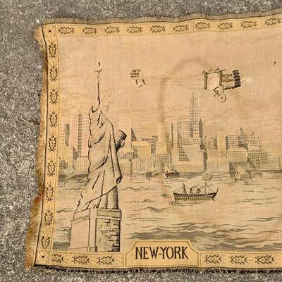 LOT 180: Vintage Charles Lindbergh Tapestry Commemorating the First Trans-Atlantic Flight