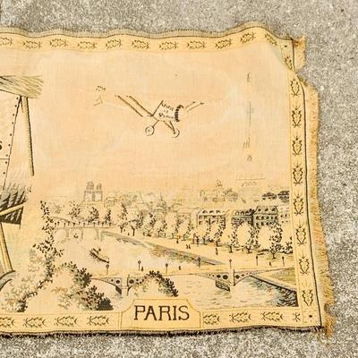 LOT 180: Vintage Charles Lindbergh Tapestry Commemorating the First Trans-Atlantic Flight