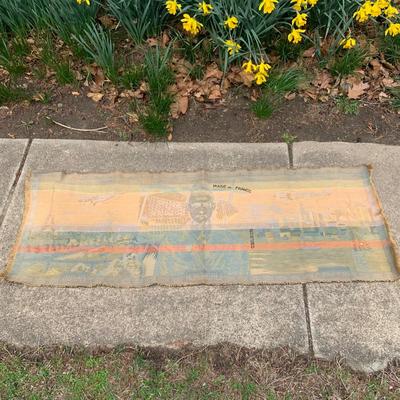 LOT 180: Vintage Charles Lindbergh Tapestry Commemorating the First Trans-Atlantic Flight