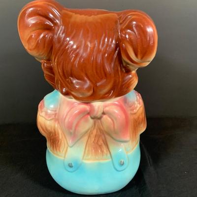 LOT 184: Vintage Ceramic Teddy Bear Cookie Jar and Ceramic Pitchers and a Salada Tea Pot