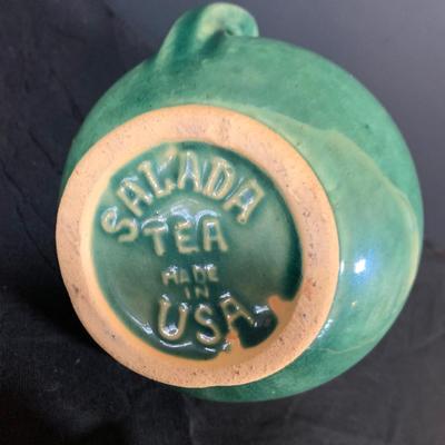 LOT 184: Vintage Ceramic Teddy Bear Cookie Jar and Ceramic Pitchers and a Salada Tea Pot