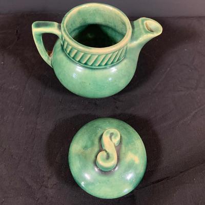 LOT 184: Vintage Ceramic Teddy Bear Cookie Jar and Ceramic Pitchers and a Salada Tea Pot