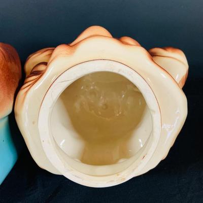 LOT 184: Vintage Ceramic Teddy Bear Cookie Jar and Ceramic Pitchers and a Salada Tea Pot