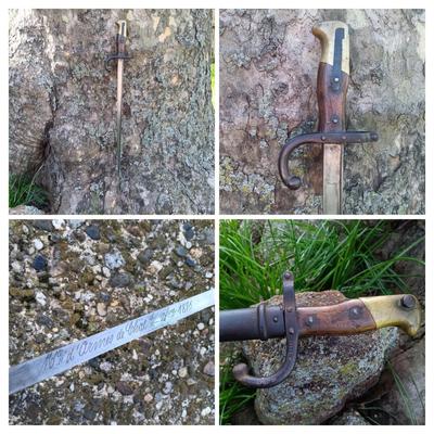 LOT 193: French Gras Bayonet with Scabbard - Blade Marked Mre d'Armes de Chat 1875