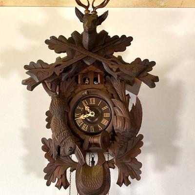LOT 244: Cuendet Musical Movement Cuckoo Clock "Die Muhle Im Schwarzwald Holzhackerub'n Marsch 3695-96"