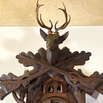 LOT 244: Cuendet Musical Movement Cuckoo Clock "Die Muhle Im Schwarzwald Holzhackerub'n Marsch 3695-96"