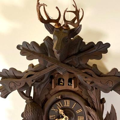 LOT 244: Cuendet Musical Movement Cuckoo Clock "Die Muhle Im Schwarzwald Holzhackerub'n Marsch 3695-96"