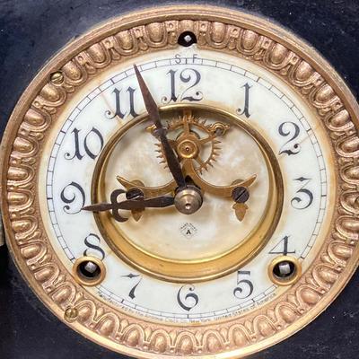 LOT 246: Antique Ansonia Mantle Clock with Key