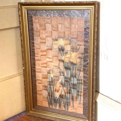 LOT 251: Vintage Framed Asian Rice Paper Painting