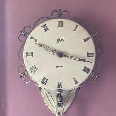 LOT 252: Vintage Schatz Elexacta Made in Germany Queen Anne Swinging Pendulum Wall Clock