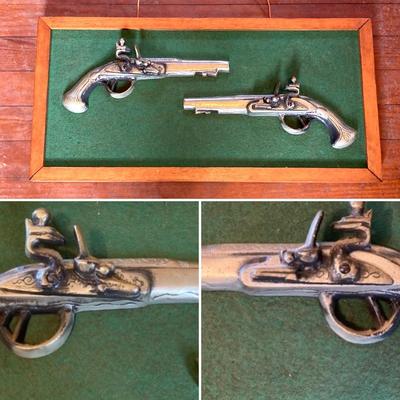 LOT 254: Vintage Framed Replica Pistol Display (Two Halves)