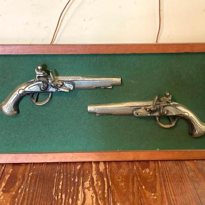 LOT 254: Vintage Framed Replica Pistol Display (Two Halves)