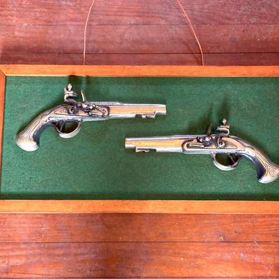 LOT 254: Vintage Framed Replica Pistol Display (Two Halves)