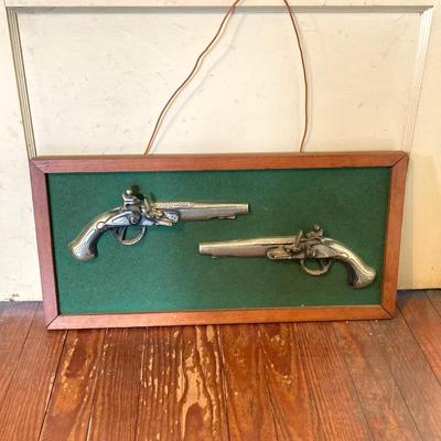 LOT 254: Vintage Framed Replica Pistol Display (Two Halves)