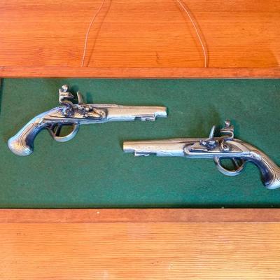 LOT 254: Vintage Framed Replica Pistol Display (Two Halves)