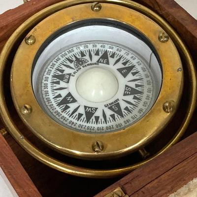 LOT 258: C. Plath, Hamburg Germany Compass in Wooden Box