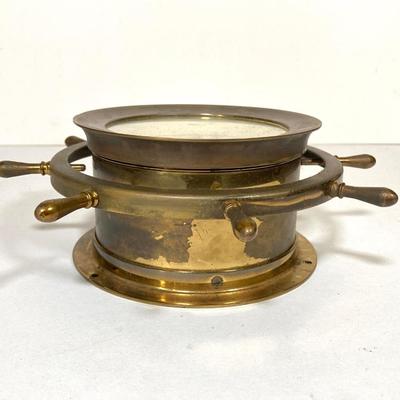 LOT 259: Vintage Seth Thomas Brass Helmsman E537-001 and Made in Western Germany Nautical Barometer