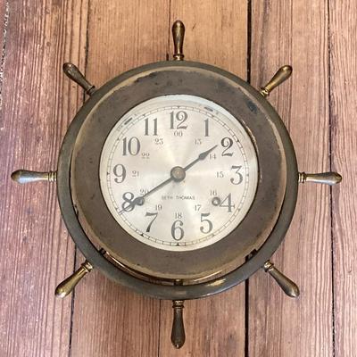 LOT 259: Vintage Seth Thomas Brass Helmsman E537-001 and Made in Western Germany Nautical Barometer
