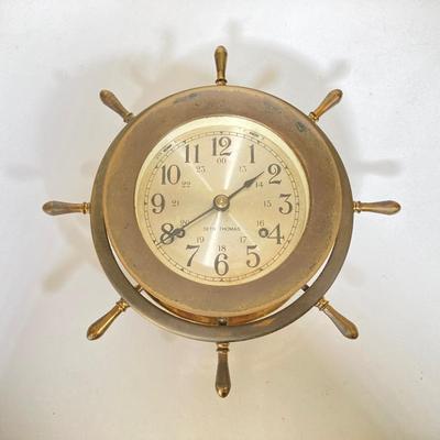 LOT 259: Vintage Seth Thomas Brass Helmsman E537-001 and Made in Western Germany Nautical Barometer