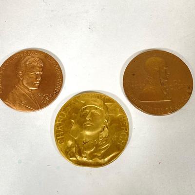 LOT 261: Collection of Six Charles Lindberg Commemorative Tokens / Medals