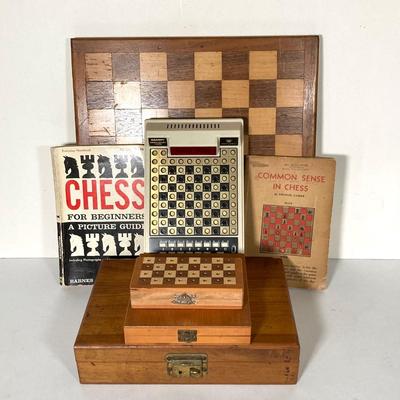 LOT 262: Chess Collection - Vintage, Miniature, Travel, Tandy Electronic and Books