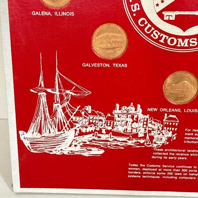 LOT 264: Vintage Historic Customhouse Series - Treasury U.S. Customs Service Coins with Display Board