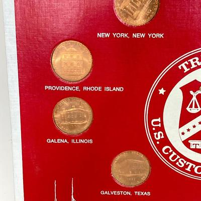 LOT 264: Vintage Historic Customhouse Series - Treasury U.S. Customs Service Coins with Display Board