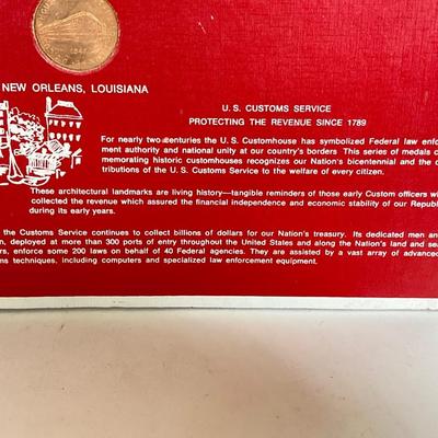 LOT 264: Vintage Historic Customhouse Series - Treasury U.S. Customs Service Coins with Display Board