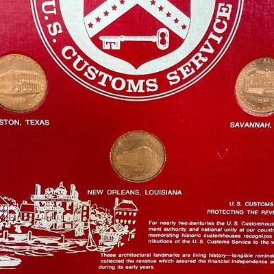 LOT 264: Vintage Historic Customhouse Series - Treasury U.S. Customs Service Coins with Display Board