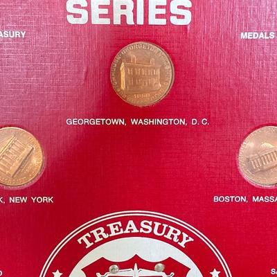 LOT 264: Vintage Historic Customhouse Series - Treasury U.S. Customs Service Coins with Display Board