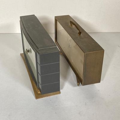 LOT 265: Mid-Century Modern Brass Bulova Table / Desk Clock and Airguide Table / Desk Barometer