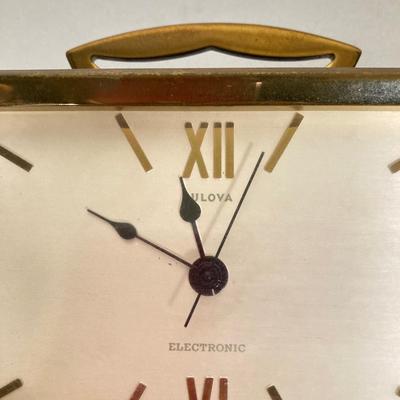 LOT 265: Mid-Century Modern Brass Bulova Table / Desk Clock and Airguide Table / Desk Barometer