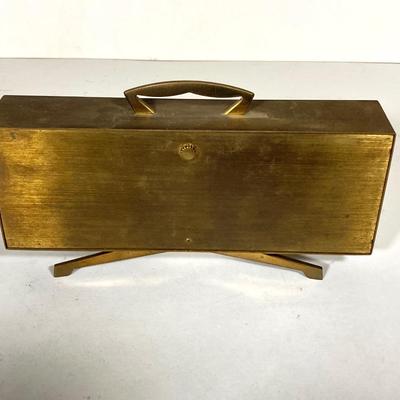 LOT 265: Mid-Century Modern Brass Bulova Table / Desk Clock and Airguide Table / Desk Barometer