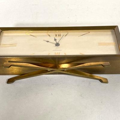 LOT 265: Mid-Century Modern Brass Bulova Table / Desk Clock and Airguide Table / Desk Barometer