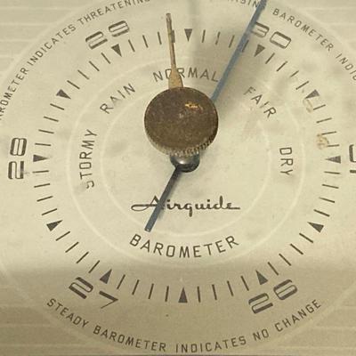 LOT 265: Mid-Century Modern Brass Bulova Table / Desk Clock and Airguide Table / Desk Barometer