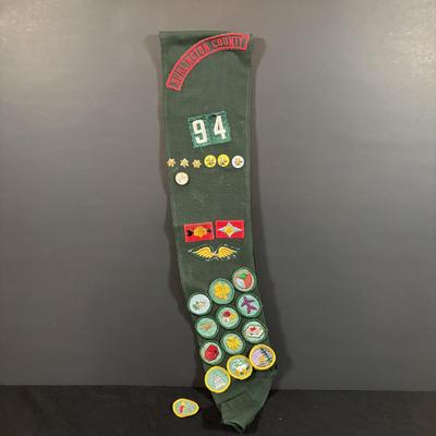 LOT 273: Vintage Scouting Sash w/Badges, Books, Scarf etc., Junior Scholastic Magazines & American Red Cross Canoeing & First-Aid...