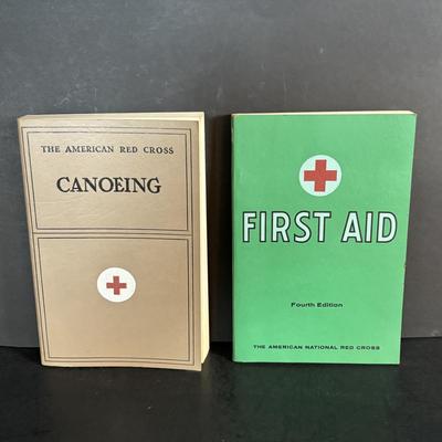 LOT 273: Vintage Scouting Sash w/Badges, Books, Scarf etc., Junior Scholastic Magazines & American Red Cross Canoeing & First-Aid...