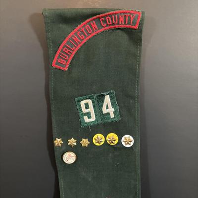 LOT 273: Vintage Scouting Sash w/Badges, Books, Scarf etc., Junior Scholastic Magazines & American Red Cross Canoeing & First-Aid...
