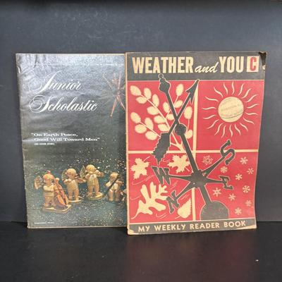 LOT 273: Vintage Scouting Sash w/Badges, Books, Scarf etc., Junior Scholastic Magazines & American Red Cross Canoeing & First-Aid...