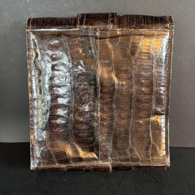 LOT 274: Unmarked Vintage Light Tan Alligator Clutch & Brown Clutch