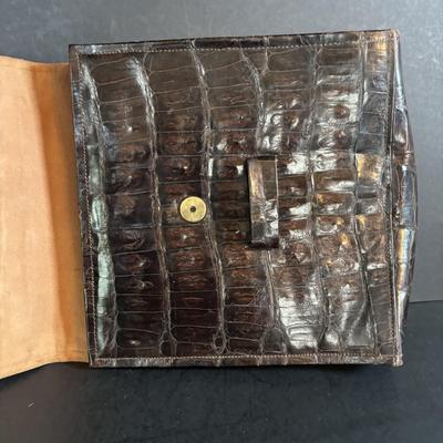 LOT 274: Unmarked Vintage Light Tan Alligator Clutch & Brown Clutch